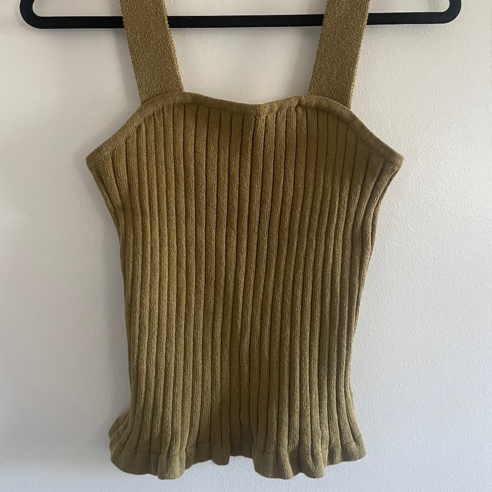 Madewell Ribbed Knit Tank Top in Olive